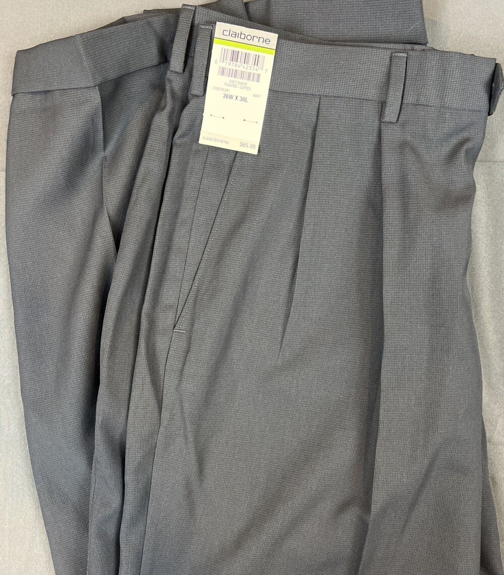 Claiborne Men’s Soft Check Pants 36x30 NWT